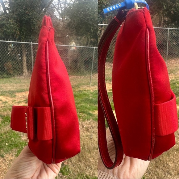 Fendi Red Satin Clutch with Bow Accent NWOT AUTHENTIC!!  Super cute - Picture 7 of 7